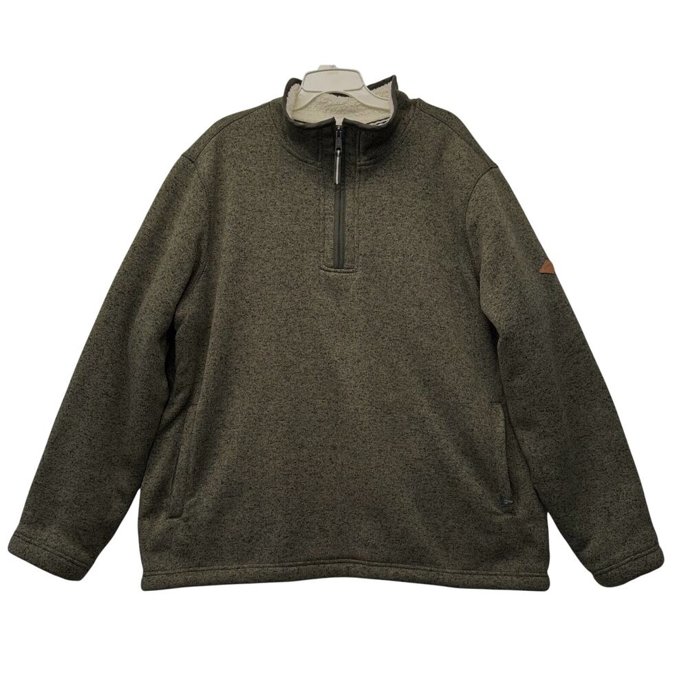 ORVIS Brighton Sherpa-Lined Quarter Zip Pullover Jacket Men Size XXL Olive Green